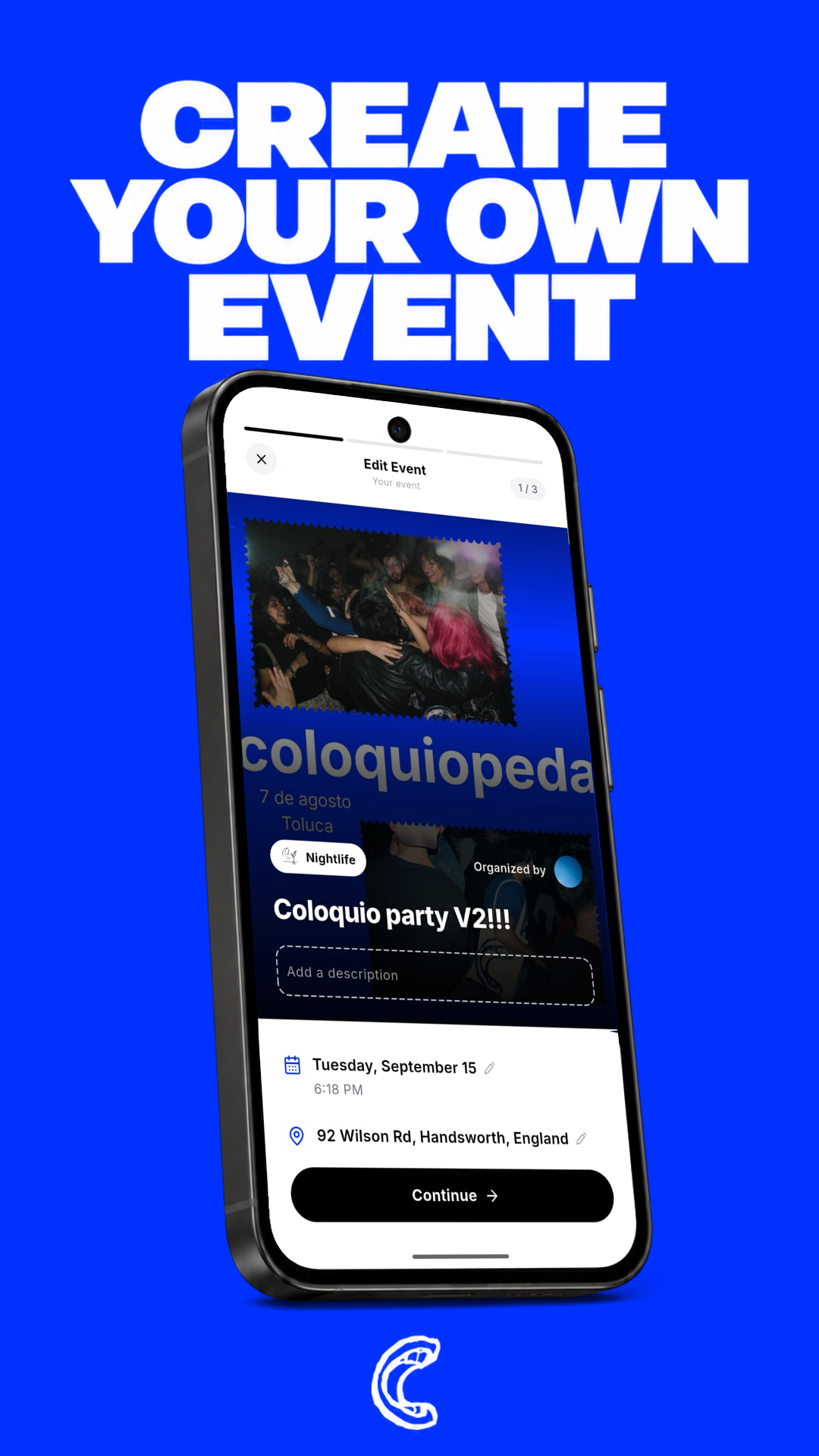 An event page in Coloquio showing who is going