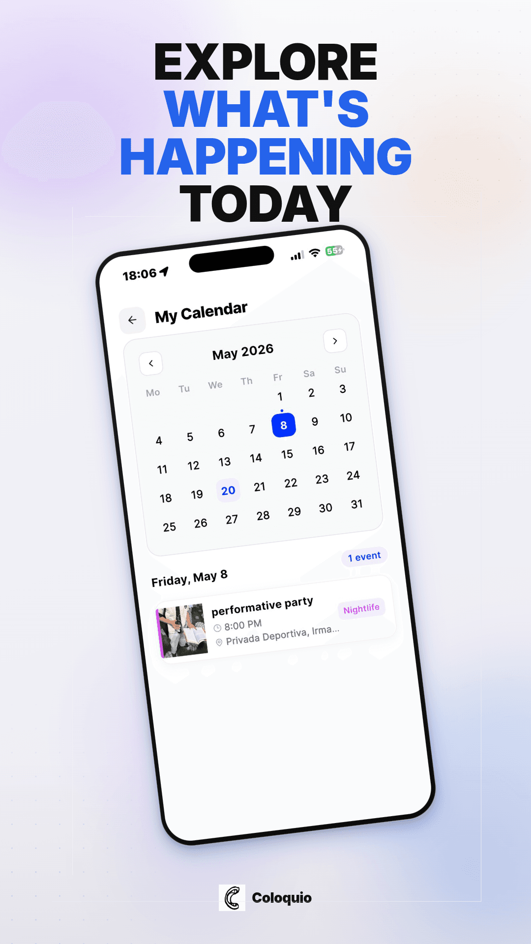 Calendar of upcoming events